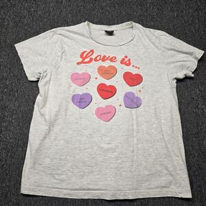 Love In Faith Women’s XL Love Is Candy Heart Christian Graphic T‑Shirt